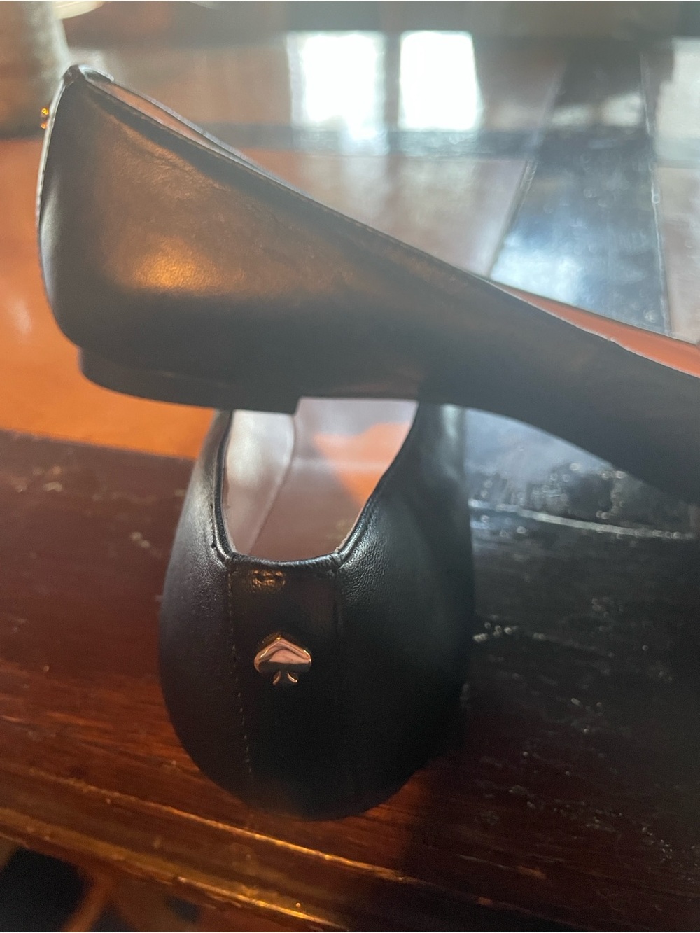 kate spade Black Leather Bulldog Appliqué Flats - Picture 4 of 7